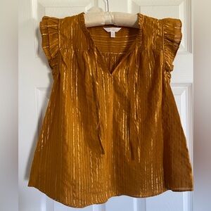 Lauren Conrad Metallic Stripe Ruffle Sleeve Top